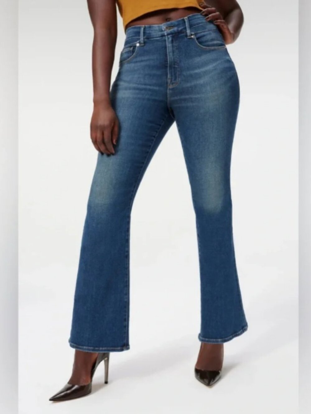 Good American Distressed Pockets Classic Bootcut Jeans Size 10/30 #2635